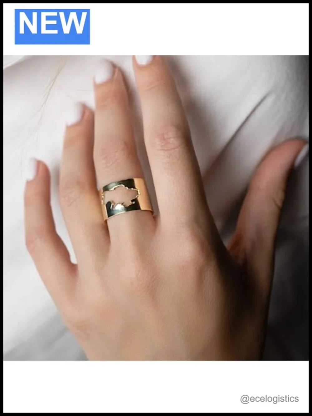 Sterling Silver Ukraine Map Ring National Emblem Ethnic Jewelry Minimalist